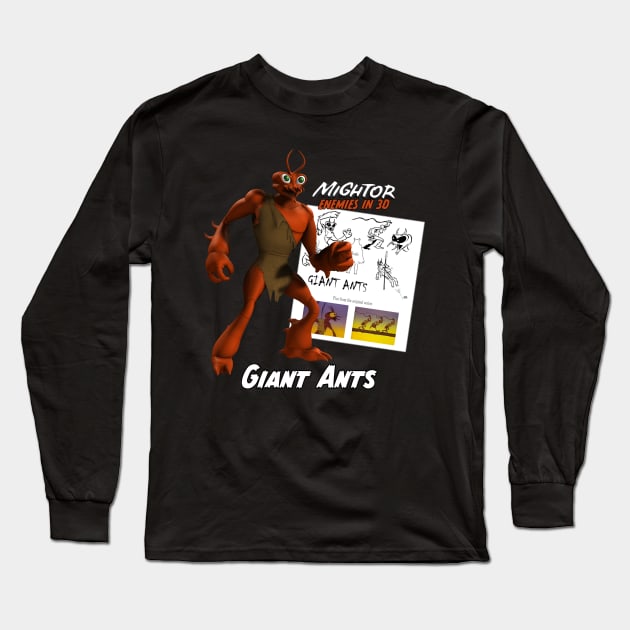 Mightor Enemies in 3D: Giant Ants Long Sleeve T-Shirt by nonpertinente